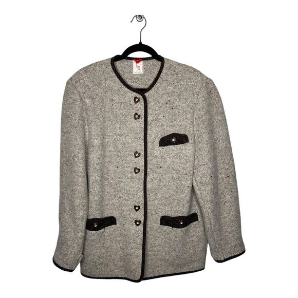 Elegance Seiler Cardigan Sweater Womens Medium (38) Pure New Wool Heart Buttons - Picture 1 of 16